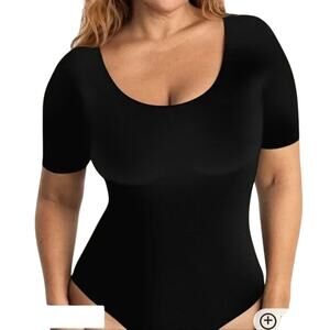 SHAPERMINT Essentials NIP $60 Short Sleeve Bodysuit BLACK Size M